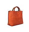 Оранжева дамска чанта с кафяви дръжки Mona-2 снимка