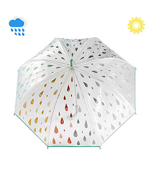 Прозрачен детски чадър с капки, които променят цвета си снимка