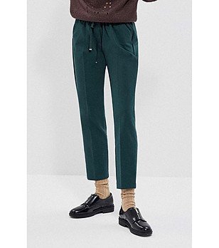 Тъмнозелен дамски панталон с памук Olla снимка