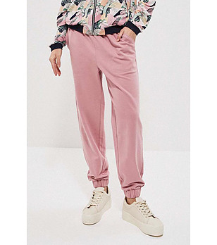 Памучен дамски панталон в розово Rina снимка