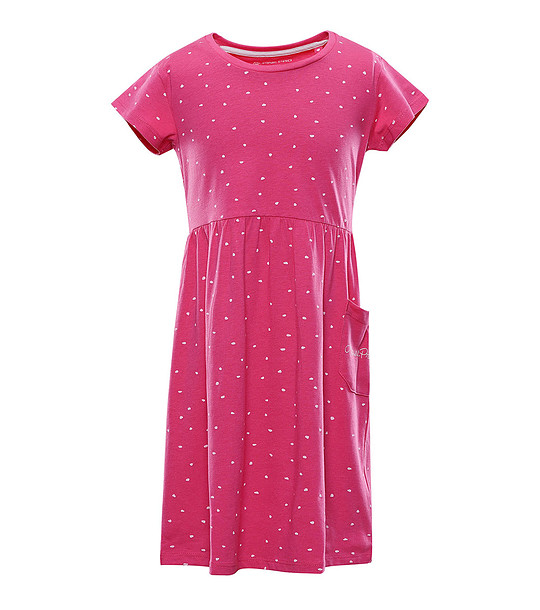 Розова детска рокля на точки снимка