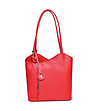 Дамска елегантна кожена чанта-раница в червено Nadine-0 снимка