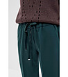 Тъмнозелен дамски панталон с памук Olla-3 снимка