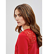 Червена дамска блуза с памук Patrizia-3 снимка