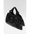 Черна дамска чанта с набори-2 снимка