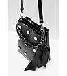 Черна дамска чанта с кръгли капси-3 снимка