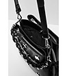 Черна дамска чанта с кръгли капси-4 снимка