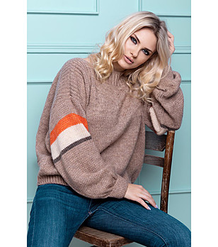 Дамски пуловер в цвят капучино Perle снимка