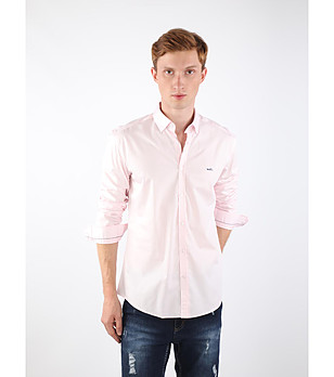 Светлорозова мъжка памучна риза снимка