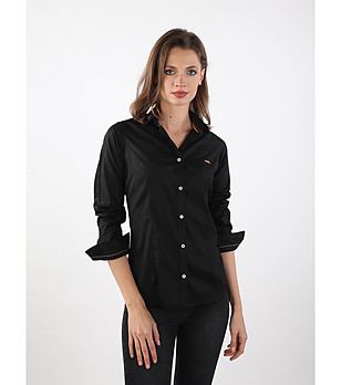 Черна памучна дамска риза снимка