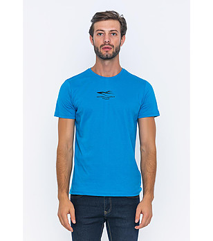 Мъжка памучна синя тениска снимка