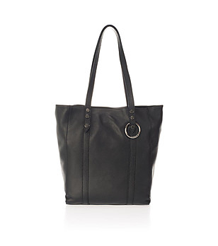 Черна дамска чанта от естествена кожа Ismena снимка