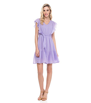 Памучна рокля в лилаво Cadi снимка