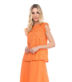 Оранжева памучна дамска блуза снимка