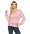 Розов дамски ажурен пуловер Laila-2 снимка