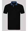 Черна мъжка блуза със синя яка-0 снимка