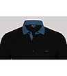 Черна мъжка блуза със синя яка-2 снимка