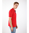 Червена памучна мъжка блуза с къс ръкав-3 снимка
