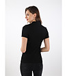 Черна памучна дамска блуза с къс ръкав-1 снимка