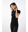 Черна памучна дамска блуза с къс ръкав-3 снимка