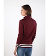 Дамски памучен пуловер в бордо-1 снимка