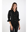 Черна памучна дамска риза-0 снимка