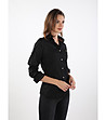 Черна памучна дамска риза-3 снимка