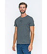 Мъжка памучна тениска в цвят антрацит-3 снимка