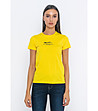 Жълта памучна дамска тениска-0 снимка