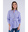 Лилава дамска риза с колан-0 снимка