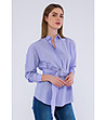 Лилава дамска риза с колан-3 снимка