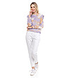 Дамска многоцветна блуза в бяло, бежово и лилаво-3 снимка