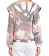 Дамска памучна блуза в бяло, розово и сиво-2 снимка