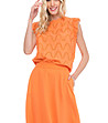 Оранжева памучна дамска блуза-2 снимка