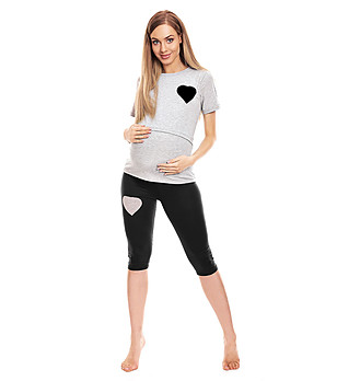 Пижама за бременни в сиво и черно със сърца Renny снимка