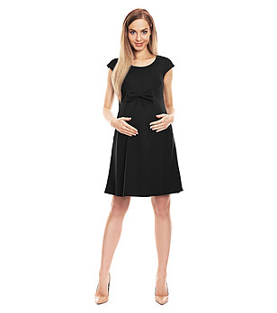 Черна рокля за бременни с панделка Verona снимка