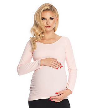 Дамска блуза за бременни в цвят пудра Ronie снимка