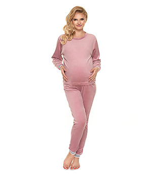 Кадифена пижама за бременни в розов цвят снимка