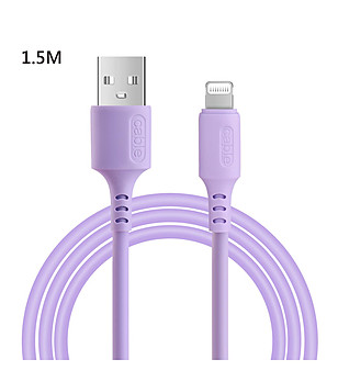 Лилав USB кабел за бързо зареждане за iPhone 1,50 м снимка