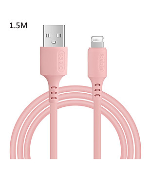 Розов USB кабел за бързо зареждане за iPhone 1,50 м снимка