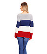 Дамски пуловер в бяло, синьо и червено Inetta-1 снимка
