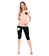 Пижама за бременни в цвят пудра и черно със сърца Renny-0 снимка