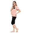 Пижама за бременни в цвят пудра и черно със сърца Renny-3 снимка