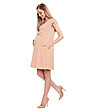 Бежова рокля за бременни с панделка Verona-2 снимка