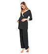 Черна пижама за бременни с бели кантове Isadora-4 снимка