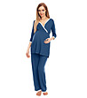 Синя пижама за бременни с бели дантелени кантове Isadora-0 снимка