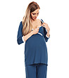 Синя пижама за бременни с бели дантелени кантове Isadora-1 снимка