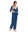Синя пижама за бременни с бели дантелени кантове Isadora-3 снимка