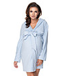 Светлосин дамски халат за бременни Shira-3 снимка