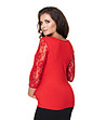 Червена дамска блуза за бременни с дантелени ръкави Jana-1 снимка